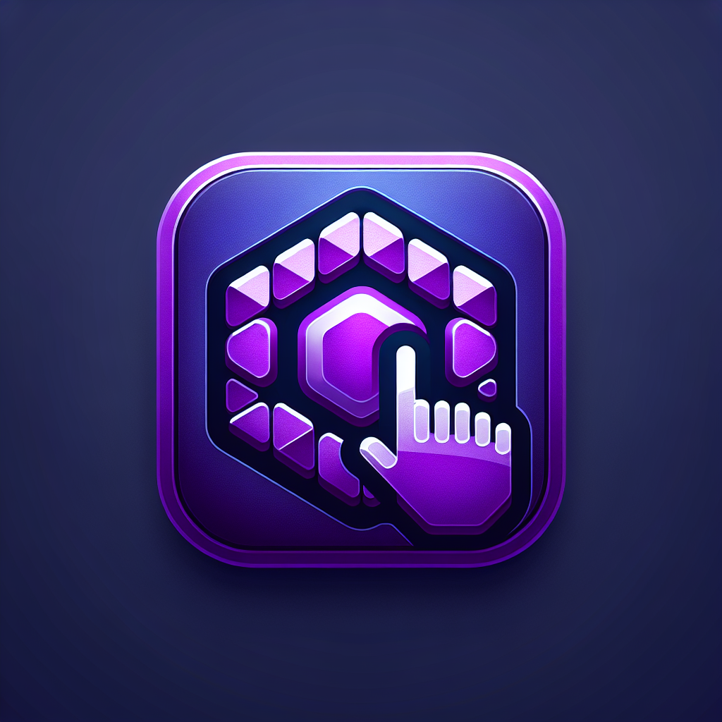 Metallic "icon app game Hexa, interesting, hand click" Icon Design