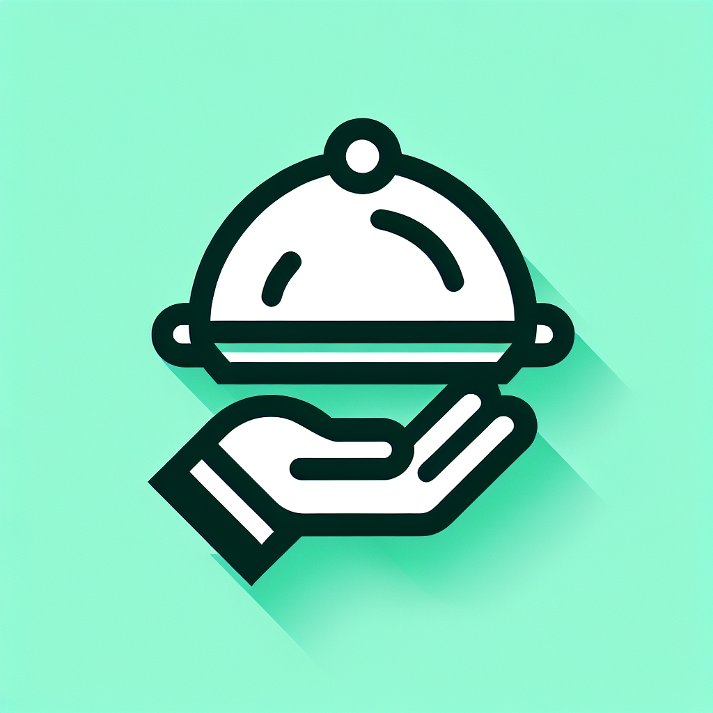 Modern "a food platter, with a hand about to lift it" Icon Design