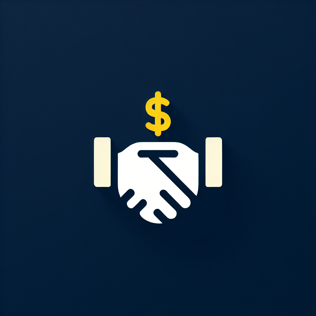 Minimalistic "a handshake and a dollar sign on top" Icon Design