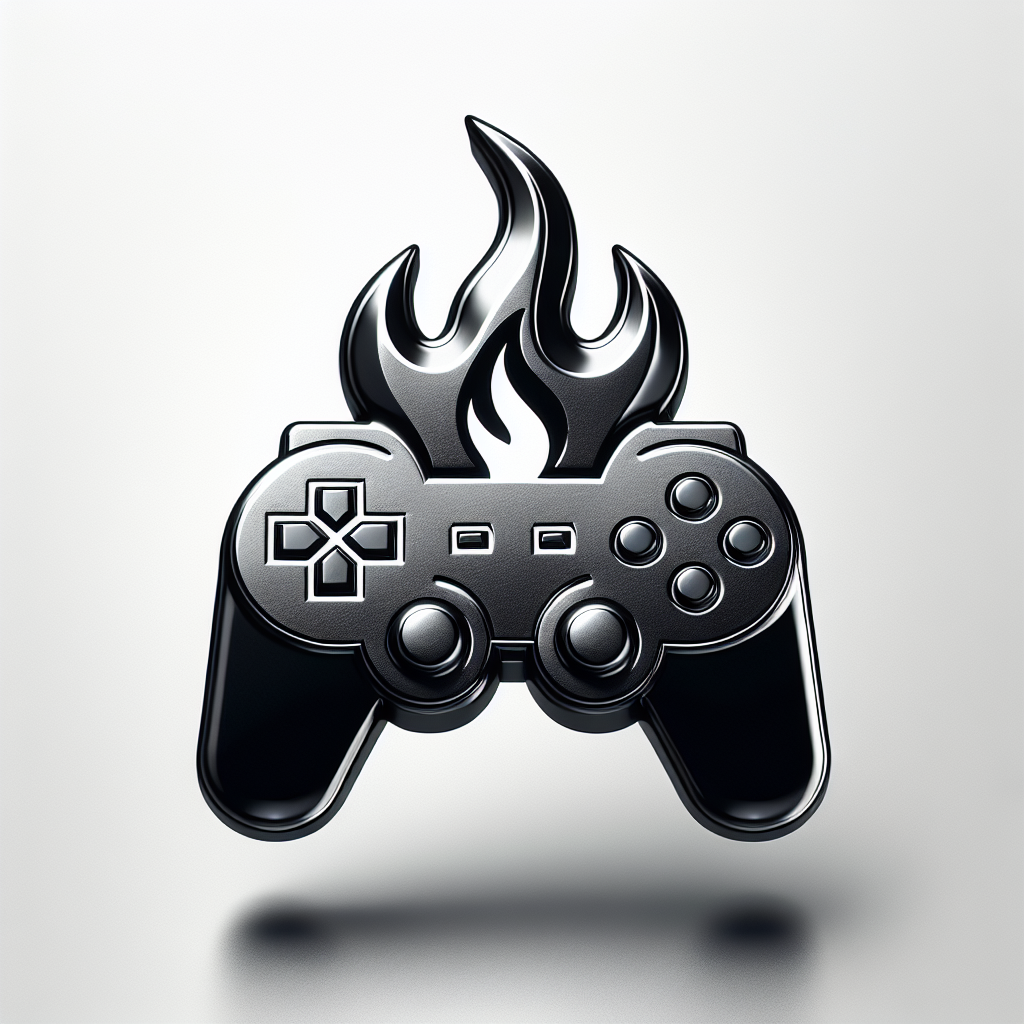 Metallic "Game pad with flame" Icon Design