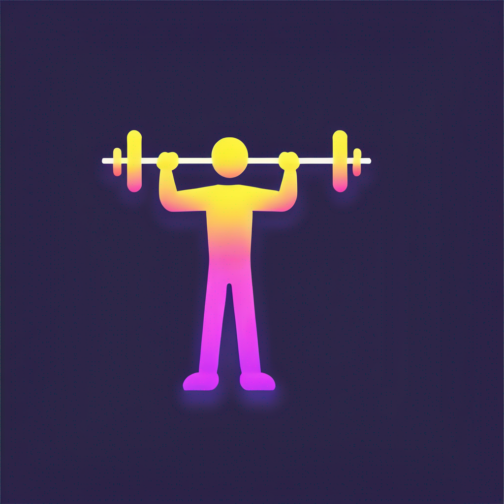 Neon "a person lifting weights" Icon Design