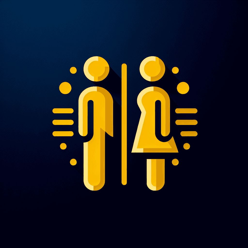 Modern "A yellow man is standing opposite a yellow woman. They're talking" Icon Design