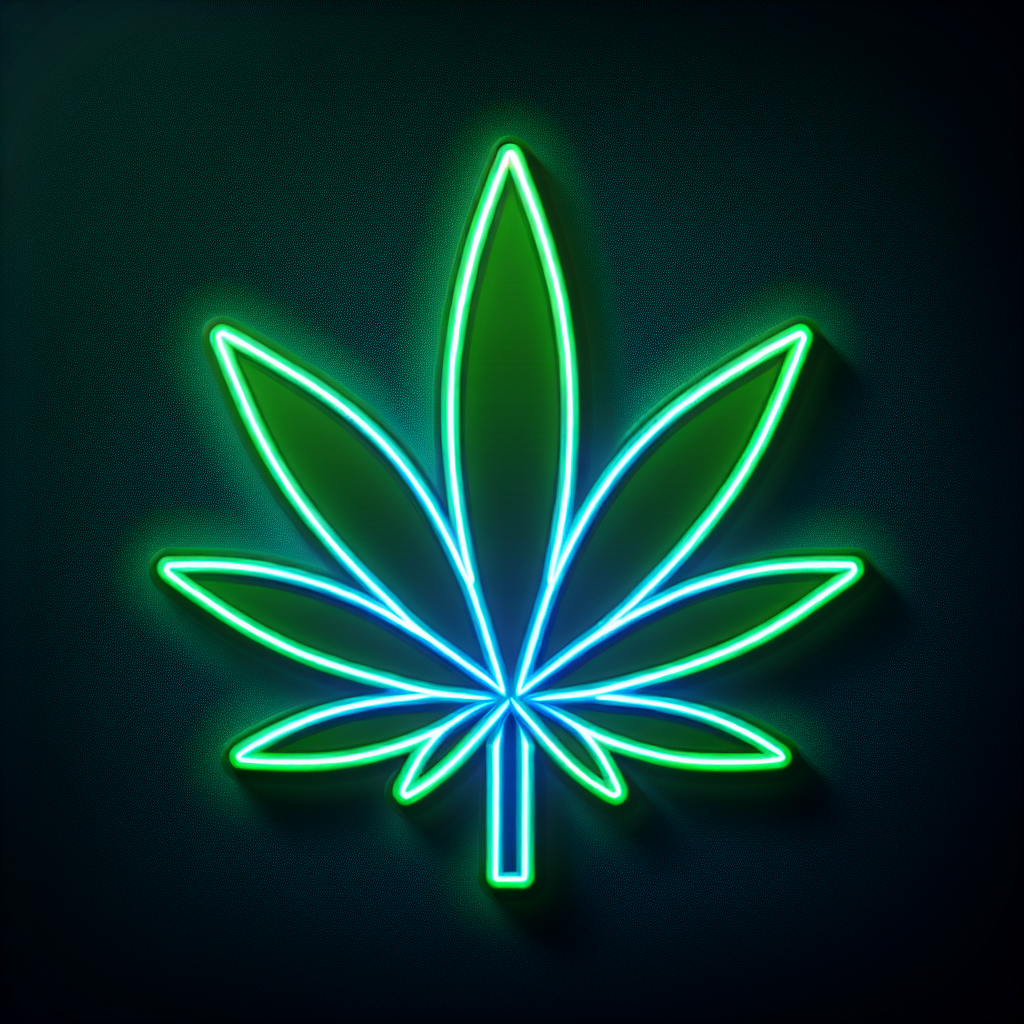 Neon "Marijuana Leaf colored in 22%" Icon Design