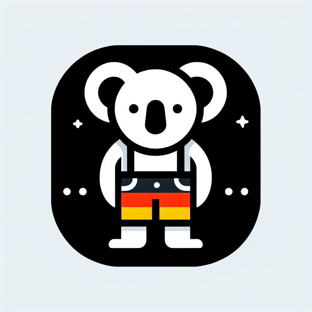 Modern "a simple koala wearing outdoor shorts carrying a german flag" Icon Design
