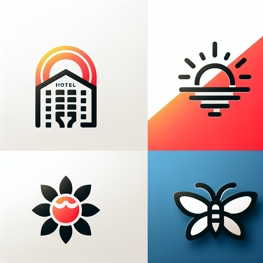 Modern "Hotel Combining With Sun, Bee, Sea, And Butterfly, more eye-catching can simple" Icon Design