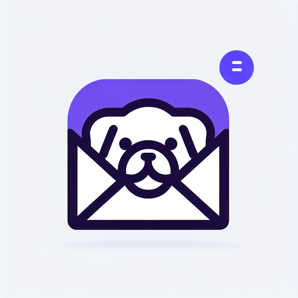 Minimalistic "pug face on an email" Icon Design