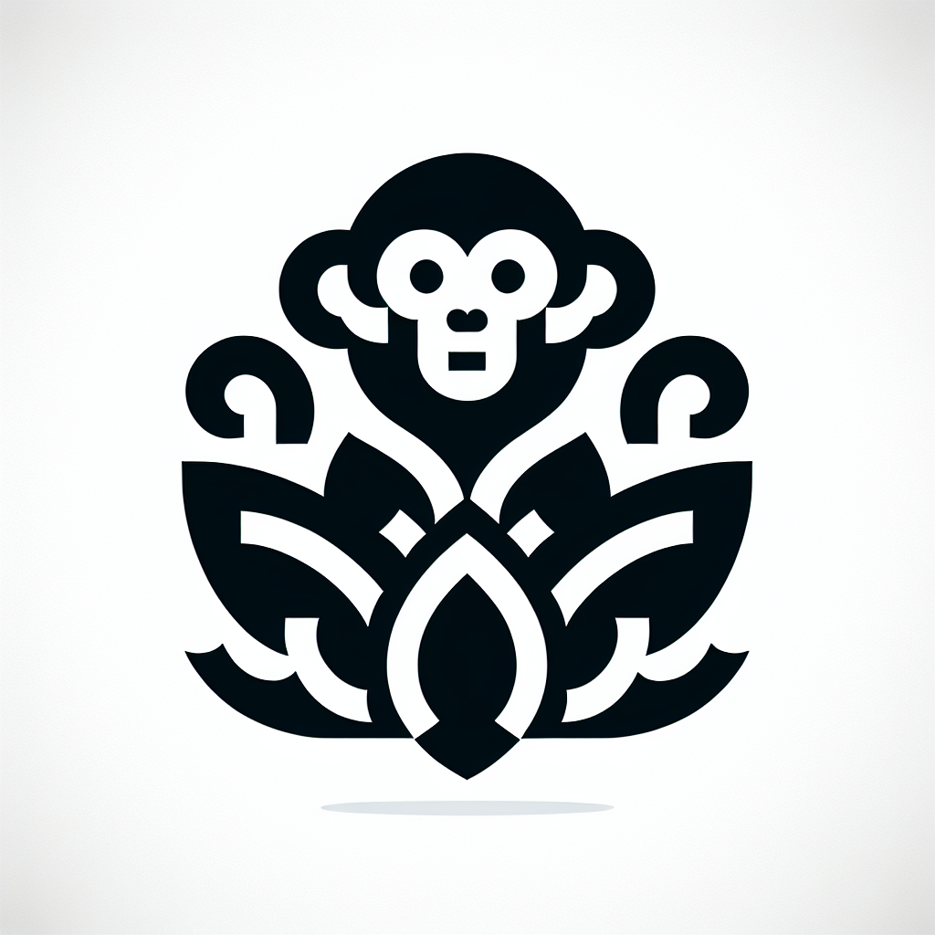 Abstract "abstract symbol of a monkey in a lotus flower, game icon" Icon Design