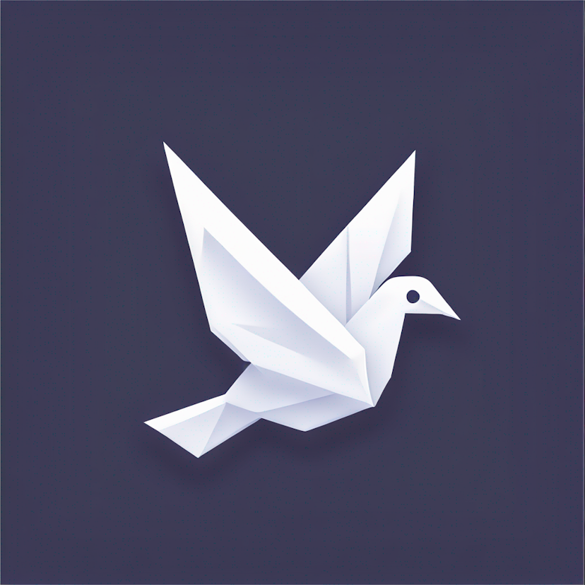 Icon With Both The Letter K And An Origami Dove.