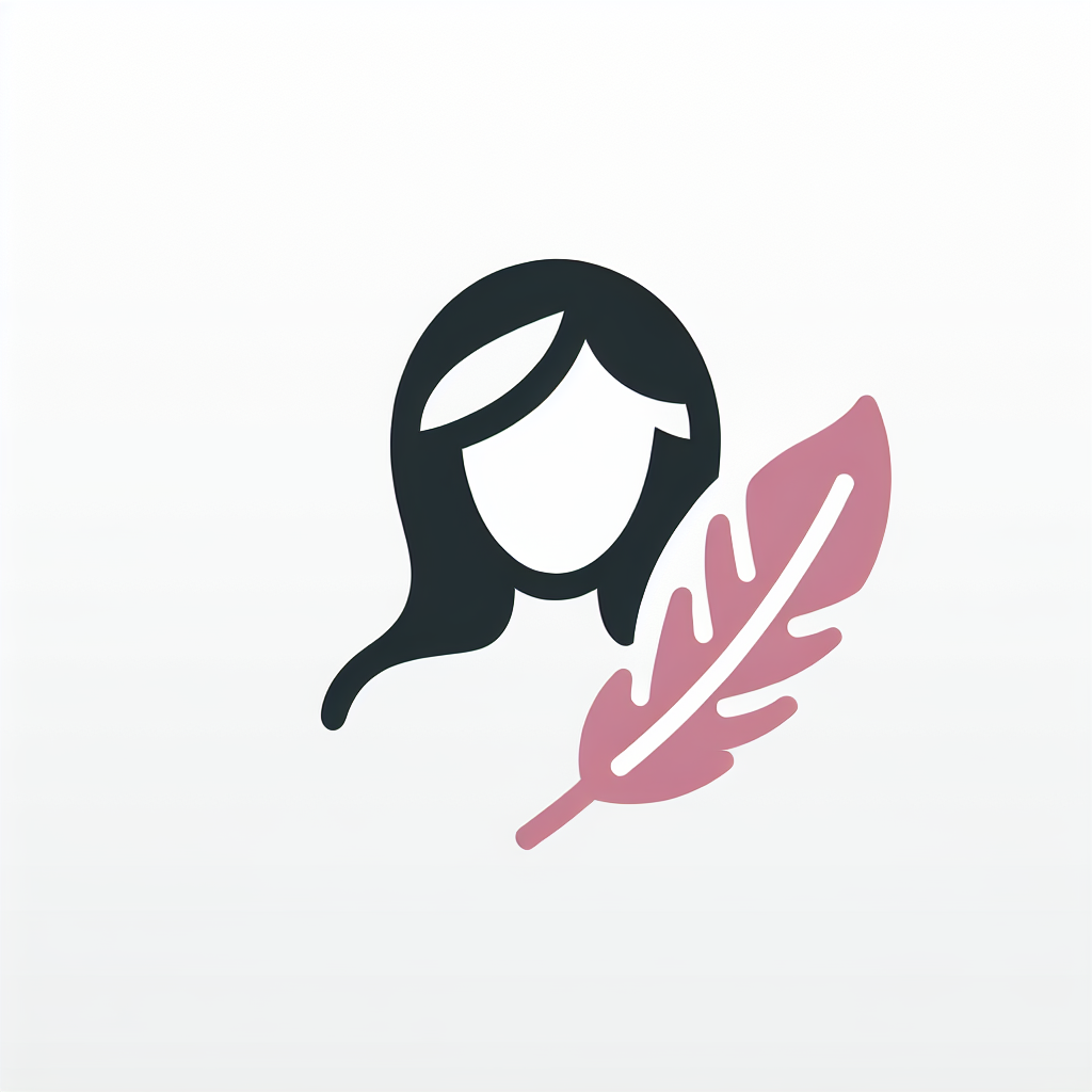 Minimalistic "women or girls with feather" Icon Design