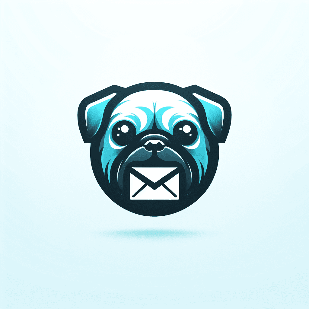 Modern "Face of a pug holding an email in its mouth" Icon Design