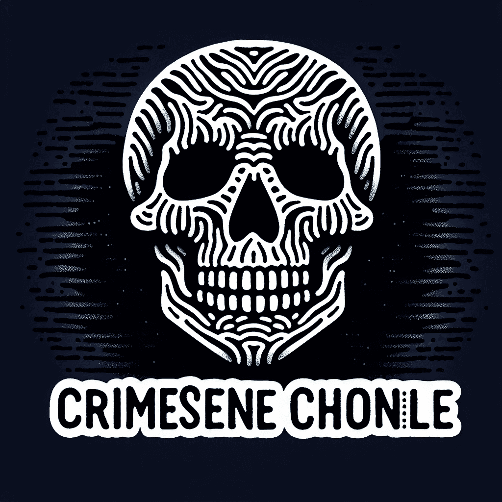 Hand Drawn "CrimeSceneChronicle, skull, crime, true crime, death, murder" Icon Design