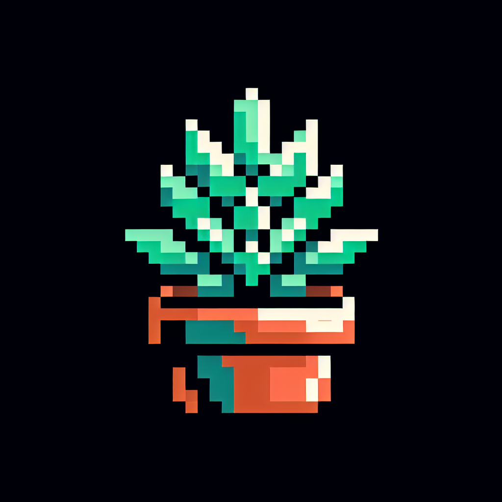 Pixelated "One plant(Faucaria) in a small pot" Icon Design