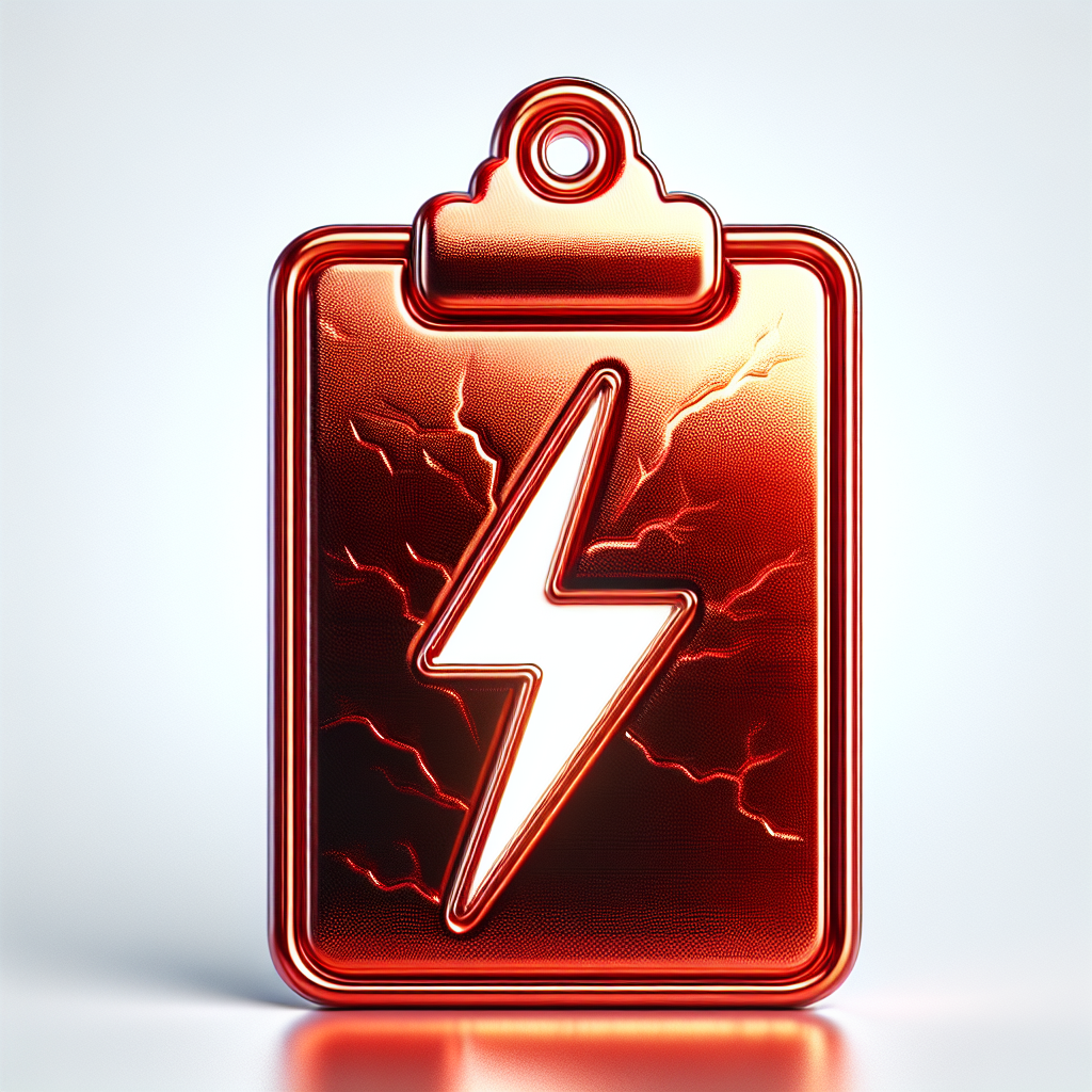 Metallic "Clipboard Icon with lightning" Icon Design