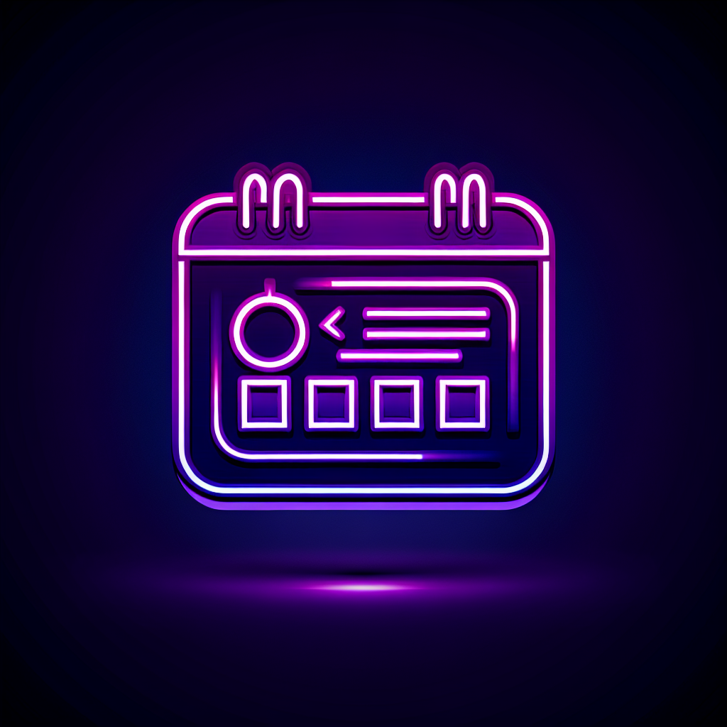 Neon "An icon for web site schedule generator" Icon Design