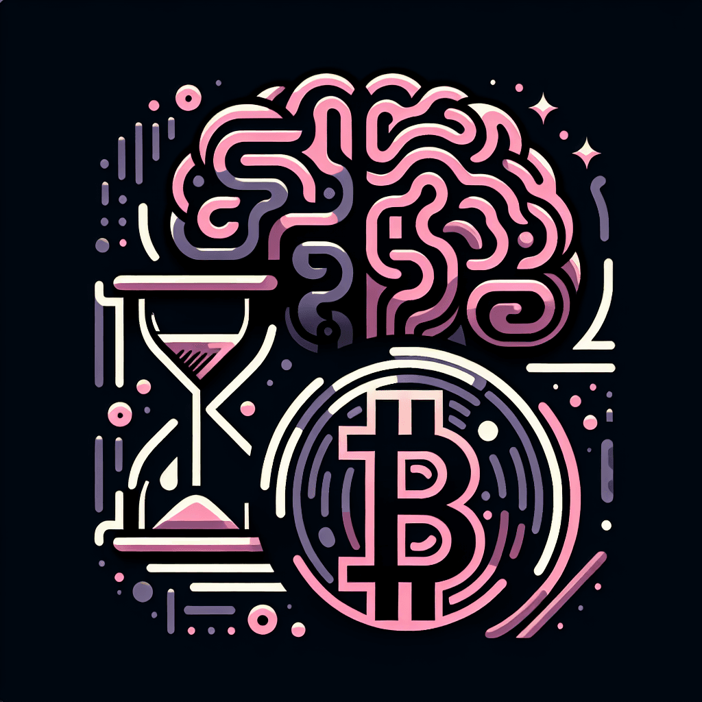 Abstract "A brain with an hourglass and a Bitcoin" Icon Design