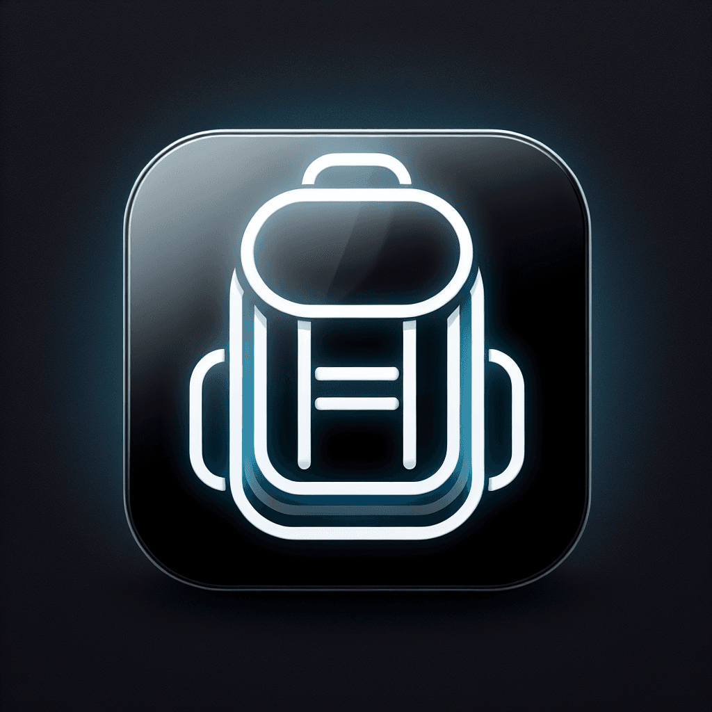 Modern "white backpack icon for user interface" Icon Design