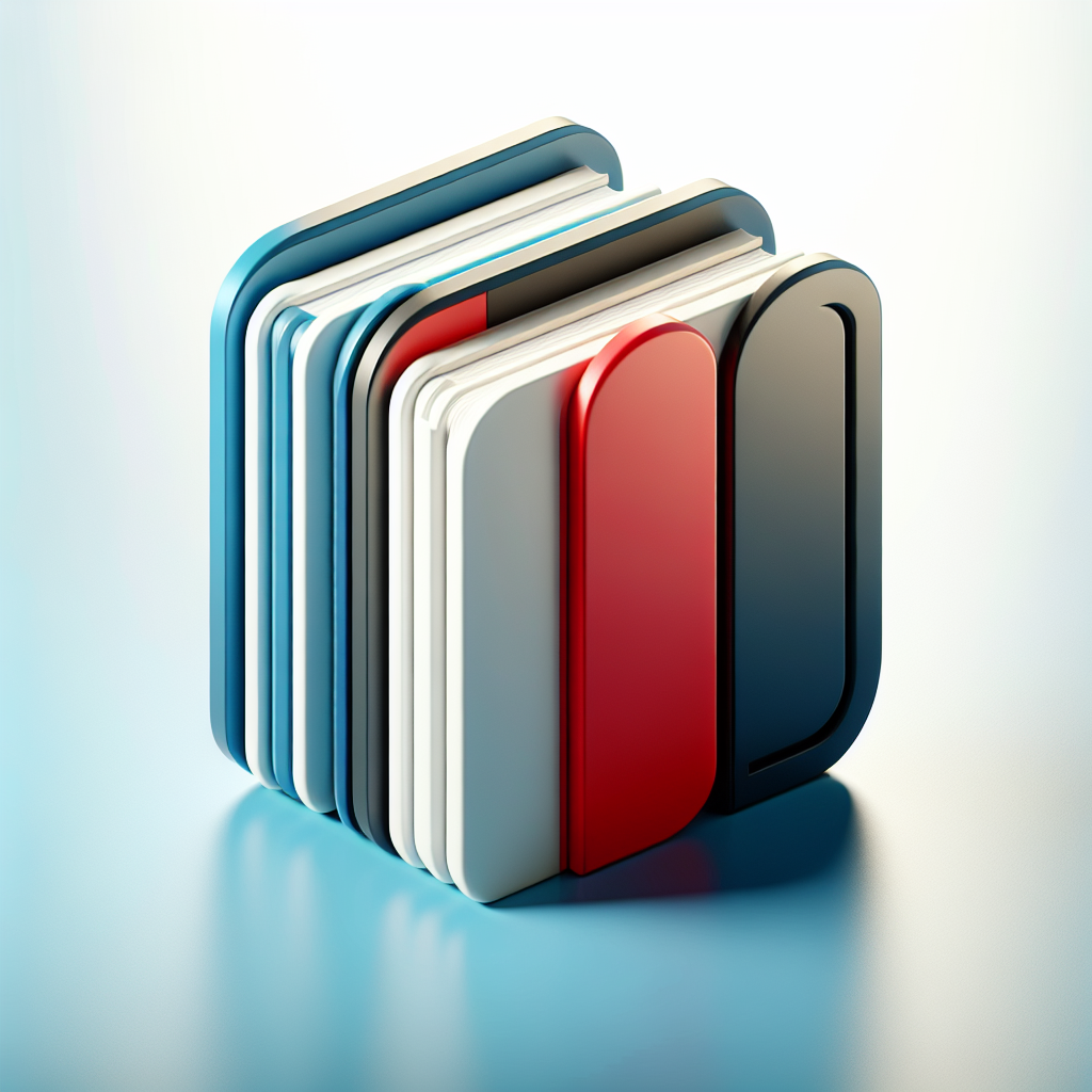 Modern "3 books with colors white, red and black." Icon Design