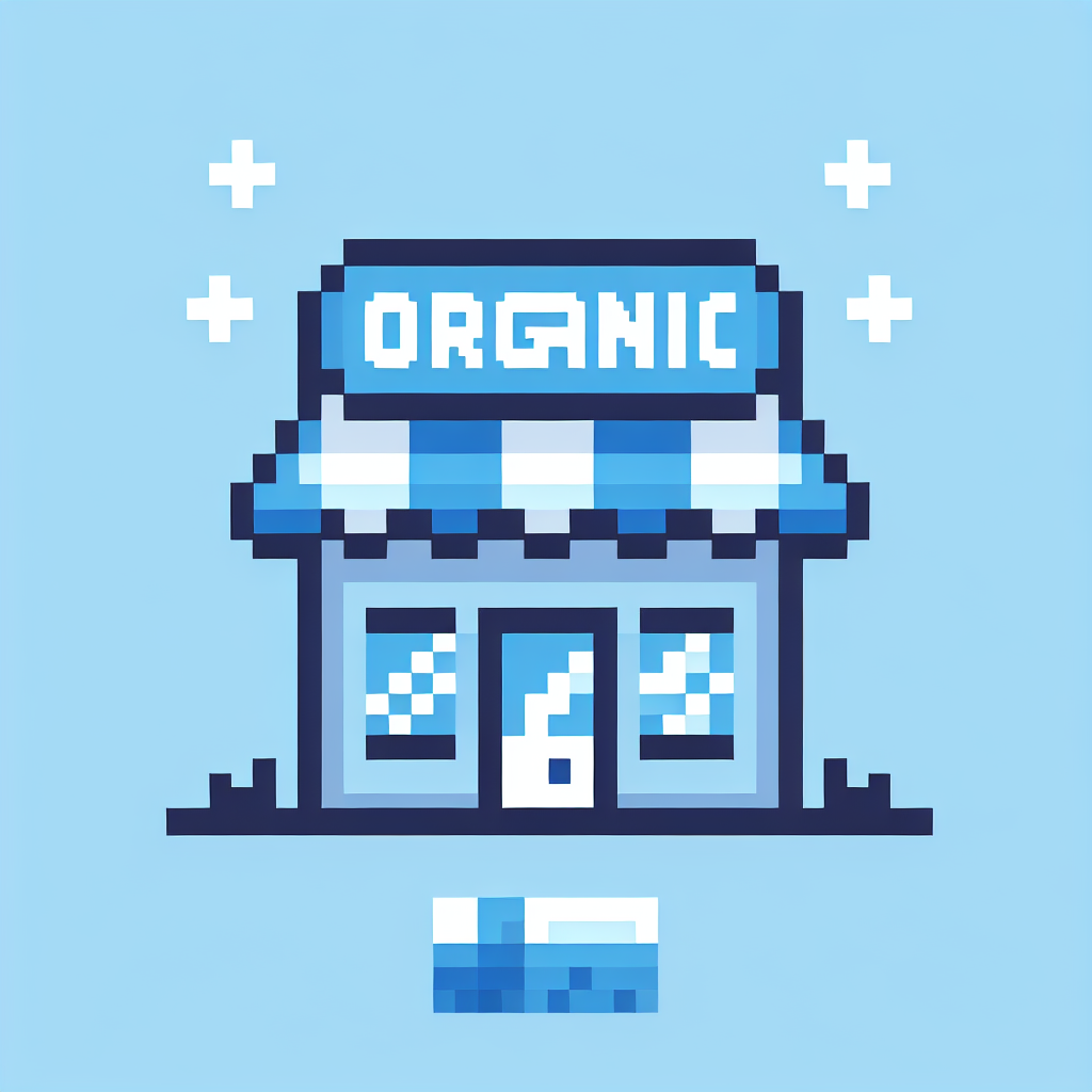 Pixelated "A store named "Organic Shop"" Icon Design