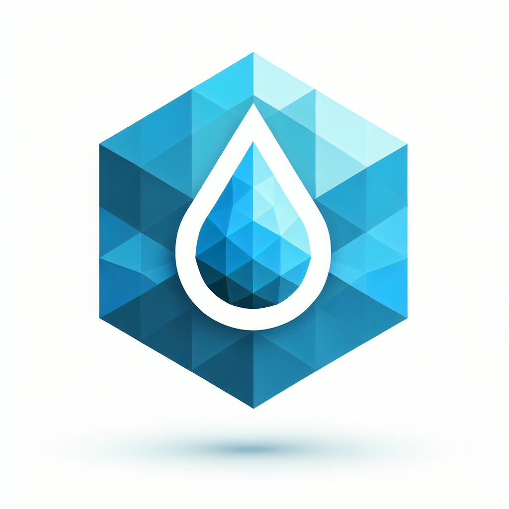 Polygonal "hexagon inside a new hexagon with a drop of water in the center" Icon Design