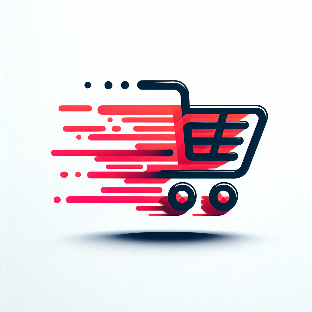 Modern "A shopping cart moving fast and SimpliShoer name is  floating" Icon Design