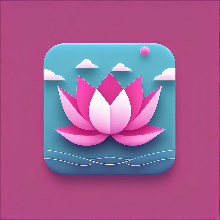 Origami "simplistic lotus on water" Icon Design