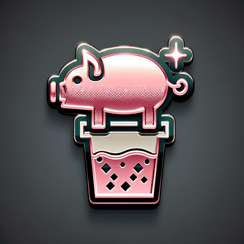 Metallic "a pig on the milk tea" Icon Design