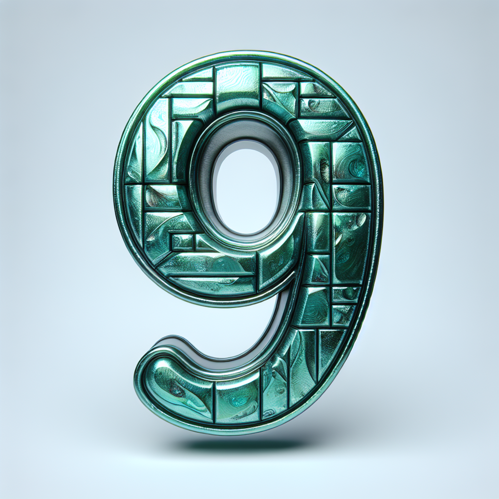 Metallic "Number 9" Icon Design