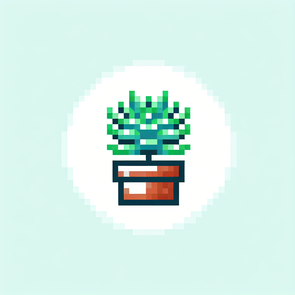 Pixelated "One plant(Faucaria) in a small pot" Icon Design