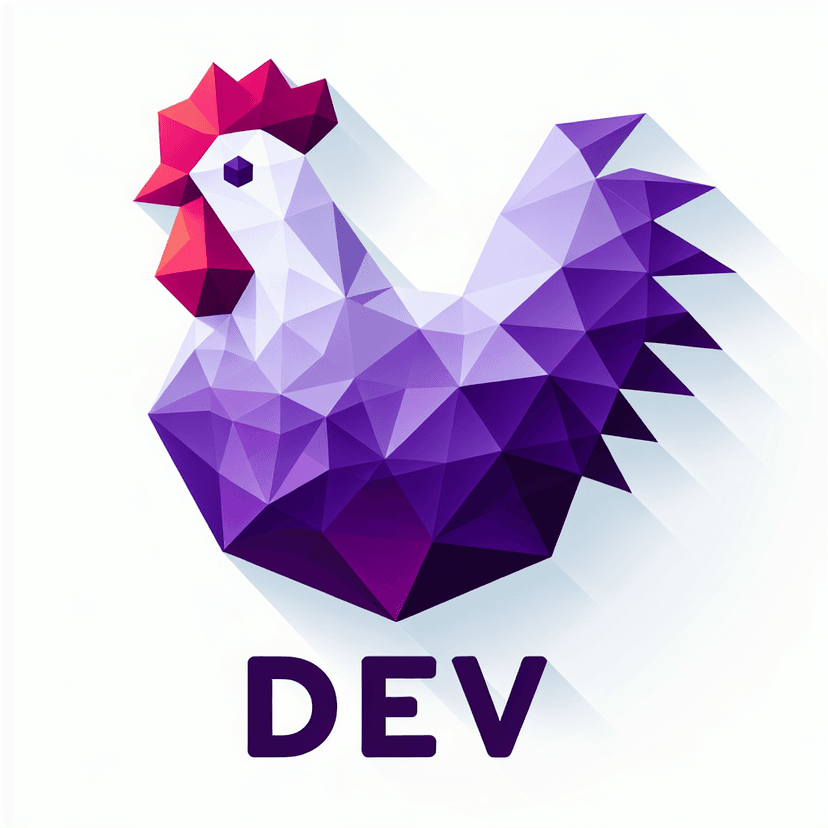 Chicken With Text "dev" In Bottom Middle