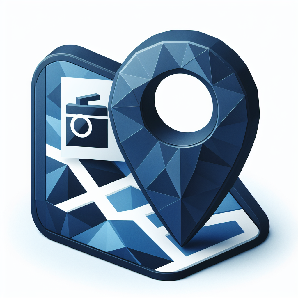 Polygonal "A map with a marker and a photo" Icon Design