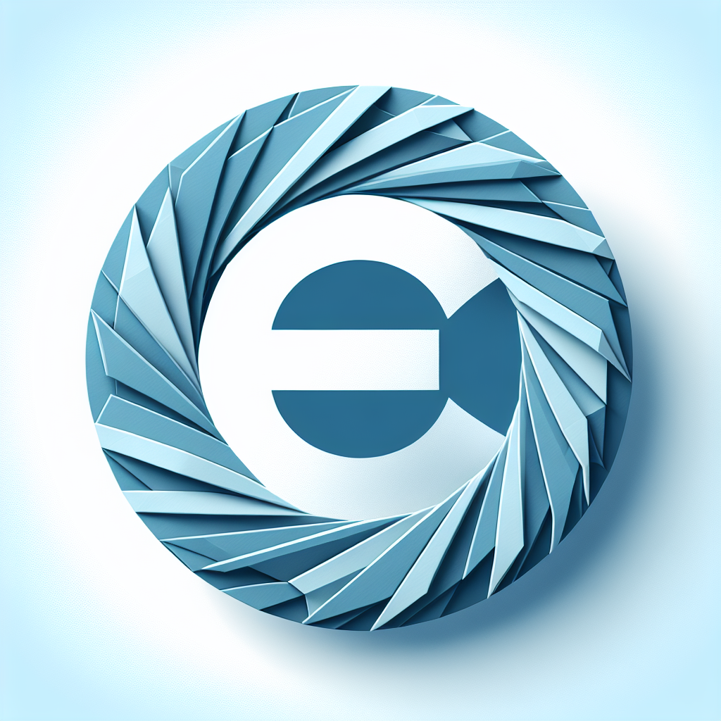 Origami "A circle with the letter 'E' inside" Icon Design