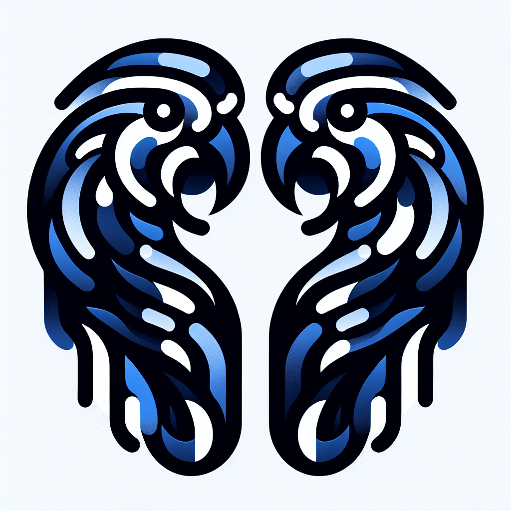 Abstract "2 parrot heads facing each other" Icon Design