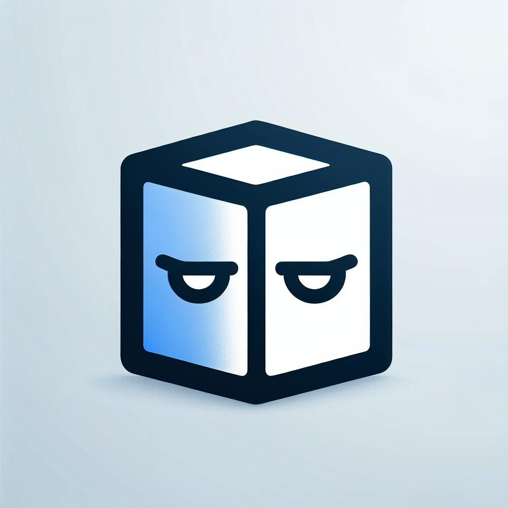 Modern "a box with two eyes closed" Icon Design
