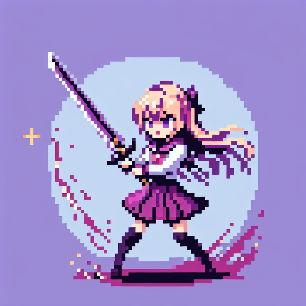 Pixelated "a girl sword fighter" Icon Design