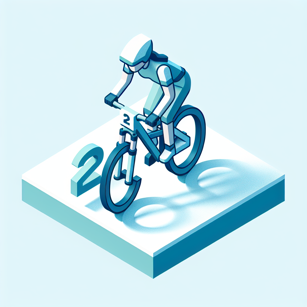 Isometric "on bike rider her top show on two number" Icon Design