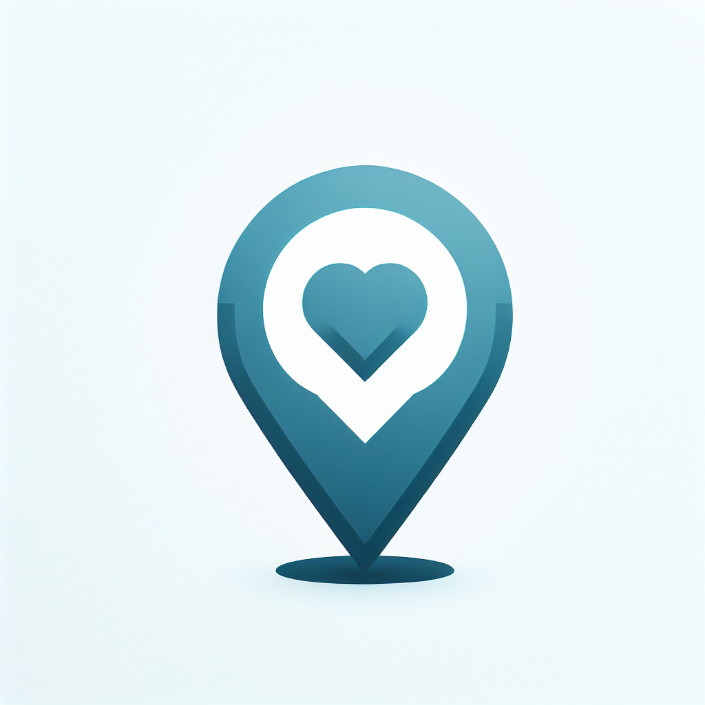 Minimalistic "A map pin icon with a heart in the middle. Background white. the pin with this color : 193118" Icon Design