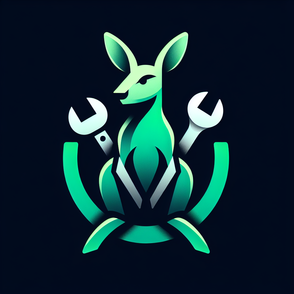 Modern "kangaroo with tools" Icon Design