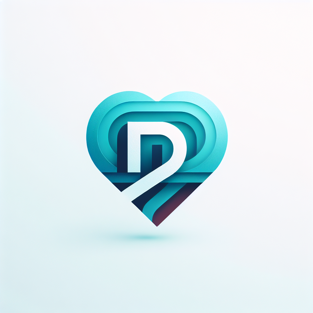 Modern ""D.C." letter inside a color whine shaped hearth" Icon Design