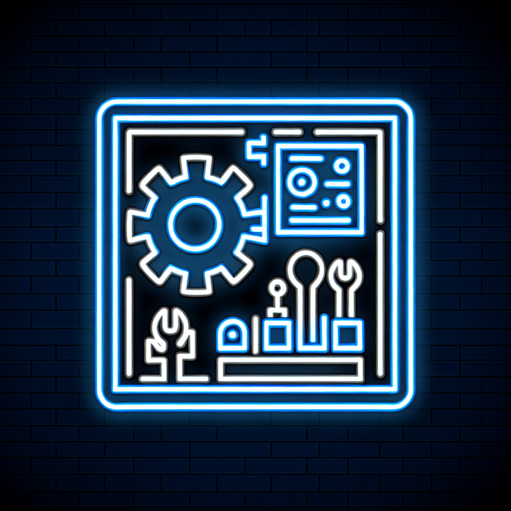 Neon "plc workshop" Icon Design