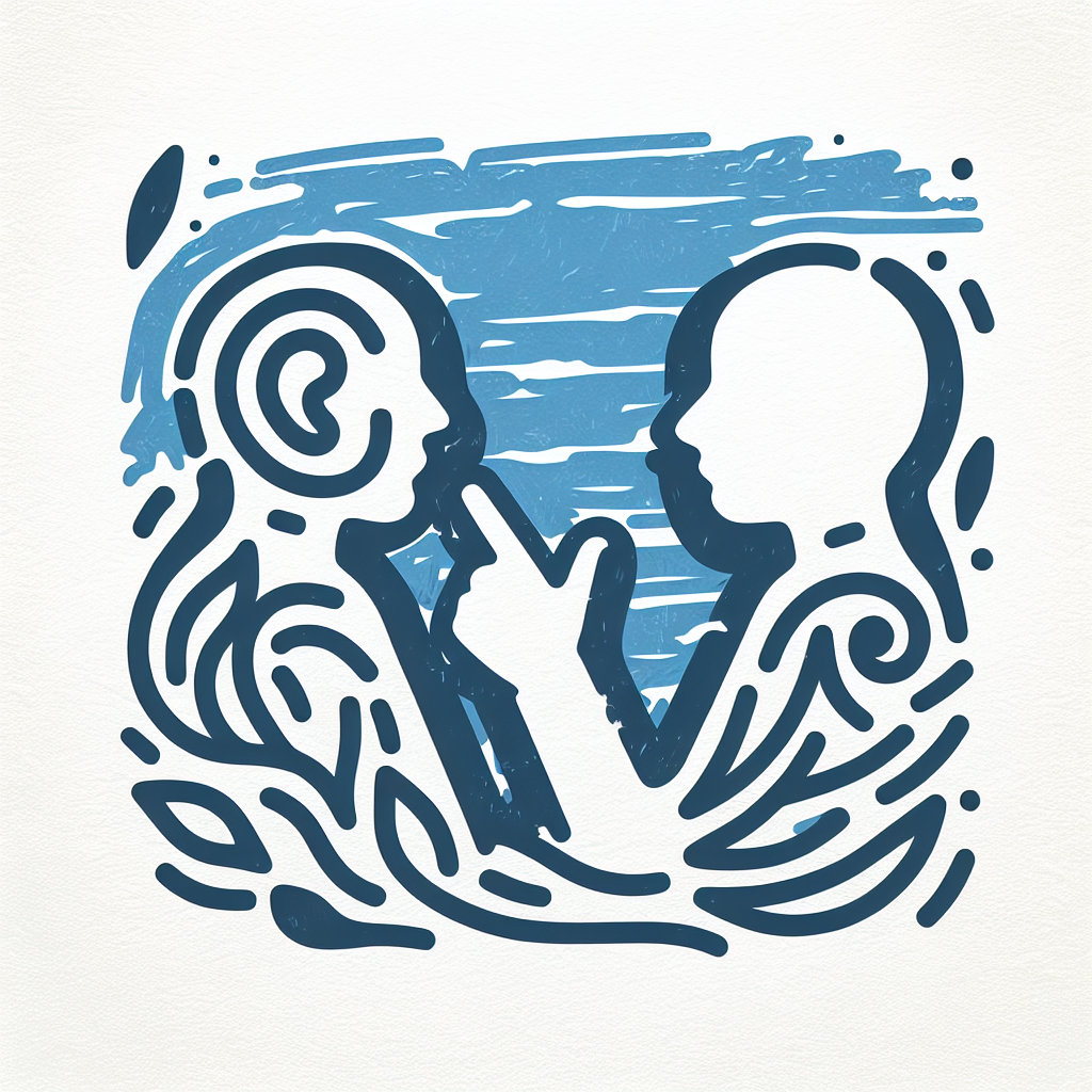 Hand Drawn "deaf and mute talk with non-sign language user" Icon Design