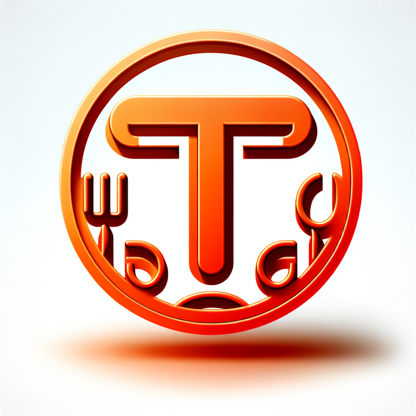 Letter T, Restaurant Management App Icon, Orange Themed, Png