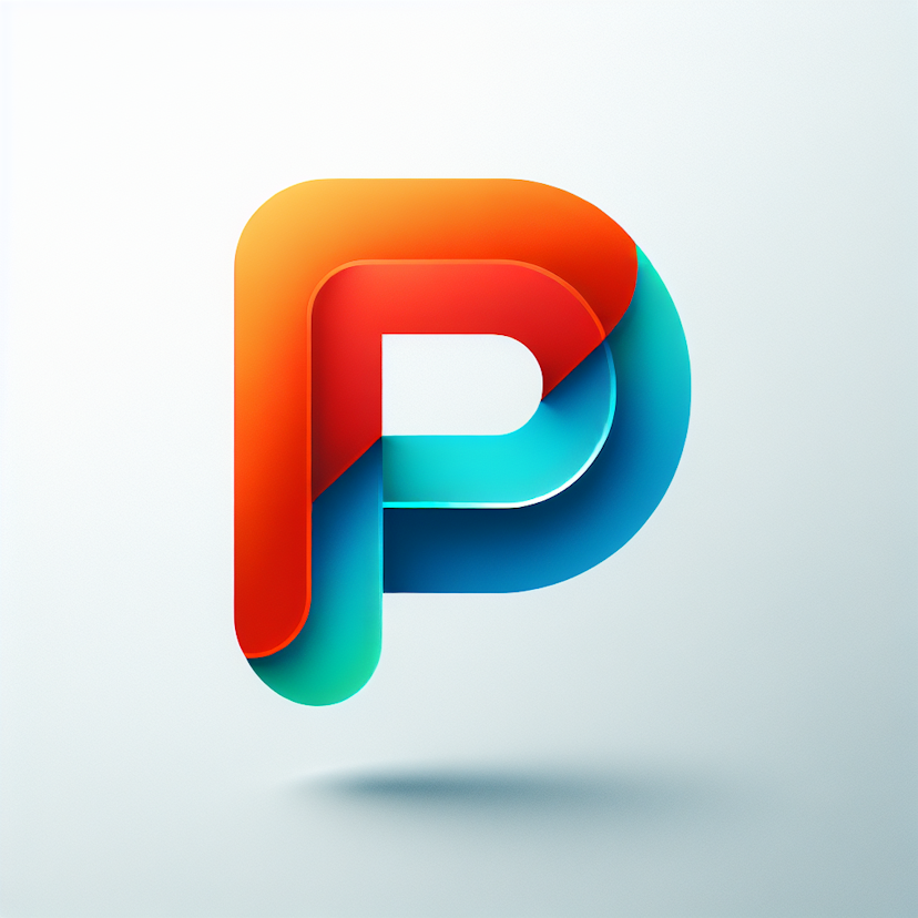 A Letter "p" Has Fill By Orange, Blue, Green, Red And Cyan