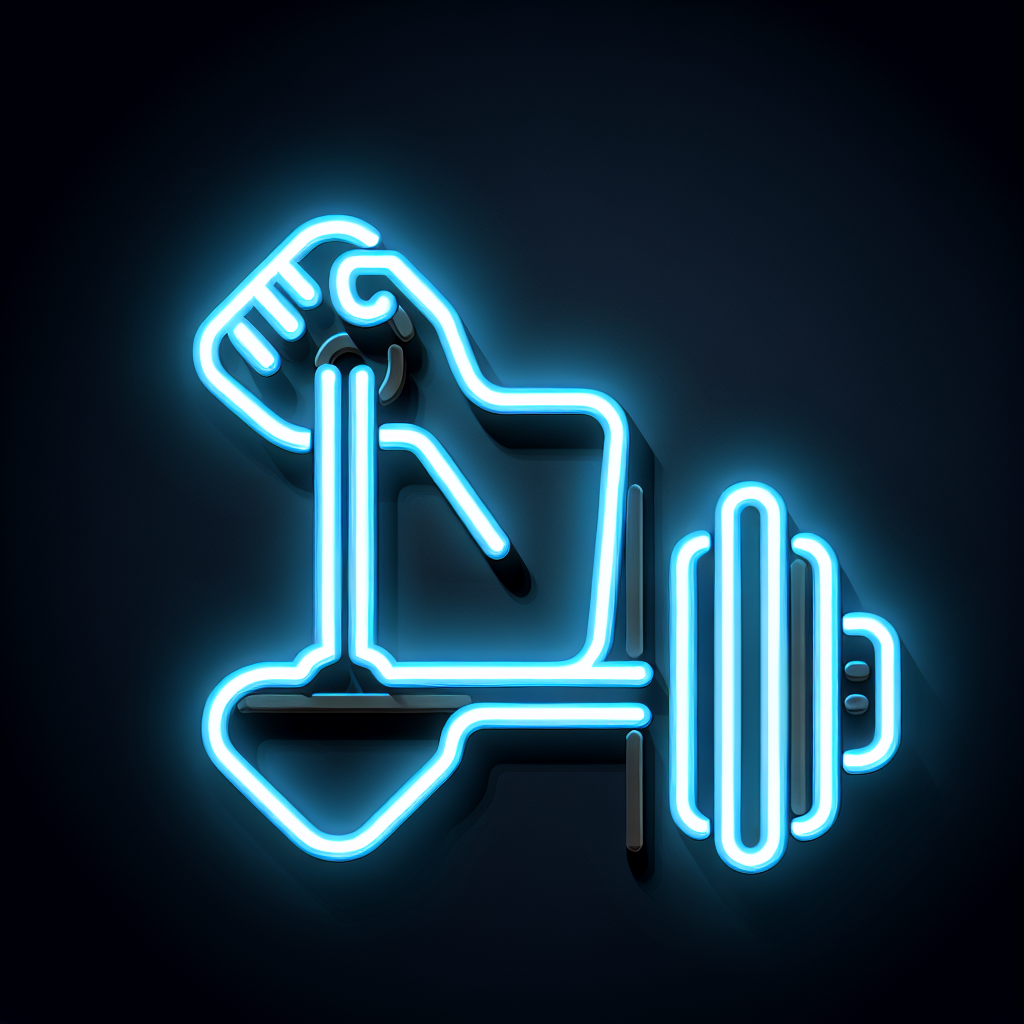 Neon "Arm weightlifting" Icon Design